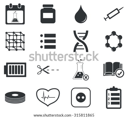 Science icon set 4, simple black image, on white background