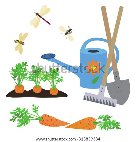 Set of items on the topic of gardening.Vector illustration