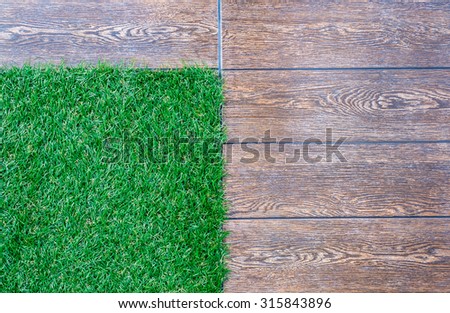 Photo wooden tile with grass