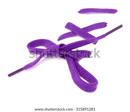 Colored shoelaces on a white background