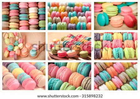 Colorful macarons dessert 6 in 1 pictures