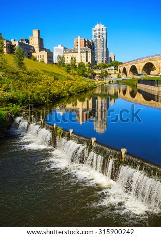 Water level control dam at Mill Ruins Park in downtown Minneapolis.