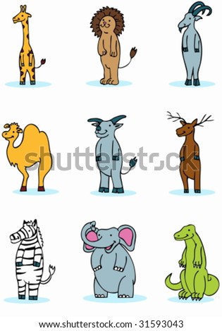 Zoo animal : Group of cartoon animals.
