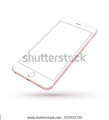 New realistic mobile phone smartphone iphon style mockup perspective on white background. Vector illustration.