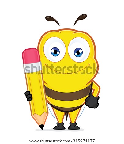 Bee holding a pencil