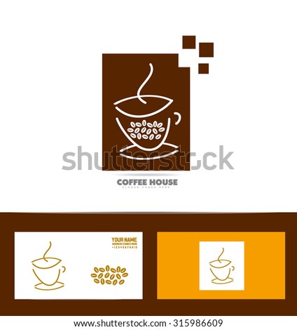 Vector company logo icon element template coffee cup beans shape set