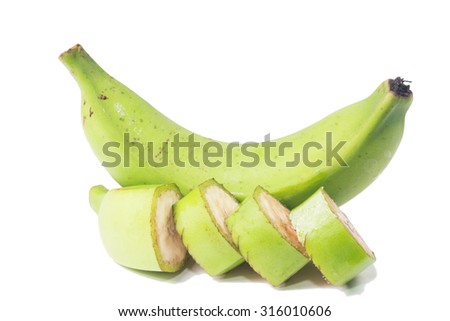 green  Banana isolated on white Royalty-Free Stock Photo #316010606