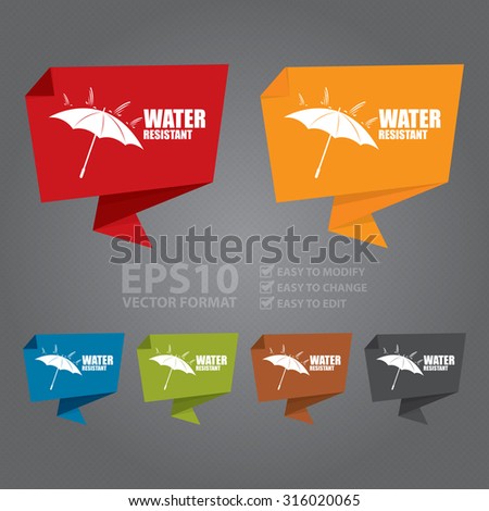 Vector : Water Resistant Paper Origami Speech Bubble or Speech Balloon Infographics Sticker, Label, Sign or Icon