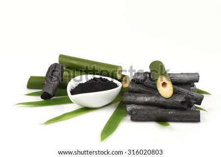 Bamboo and Bamboo charcoal powder Royalty-Free Stock Photo #316020803