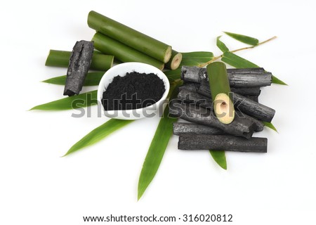 Bamboo and Bamboo charcoal powder Royalty-Free Stock Photo #316020812