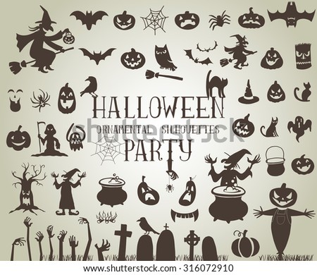Set of silhouettes for Halloween party