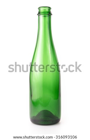 Empty Green Glass Beer Bottle on the white background Royalty-Free Stock Photo #316093106