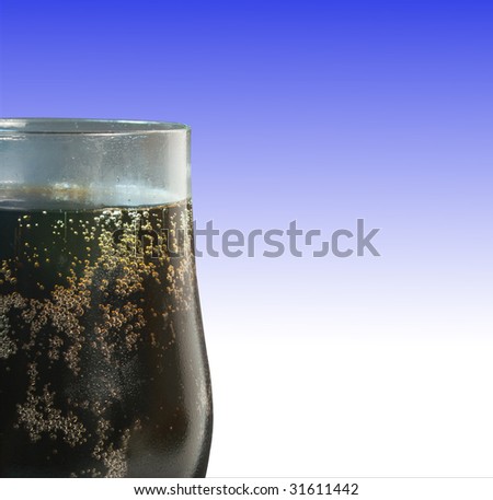 Cola Soft Drink over blue graduated background