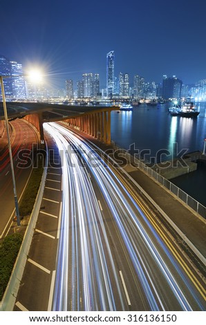 Night traffic in Hong Kong city