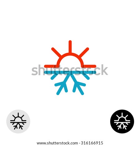 Hot and cold symbol. Sun and snowflake all season concept logo. Royalty-Free Stock Photo #316166915
