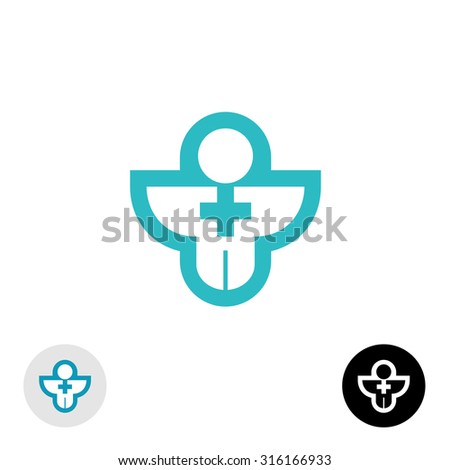 Man with cross religion or medical logo