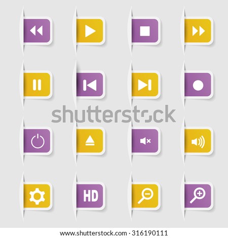 Set, a collection of unique paper stickers icon player