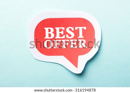 Best Offer speech bubble is isolated on the blue background.