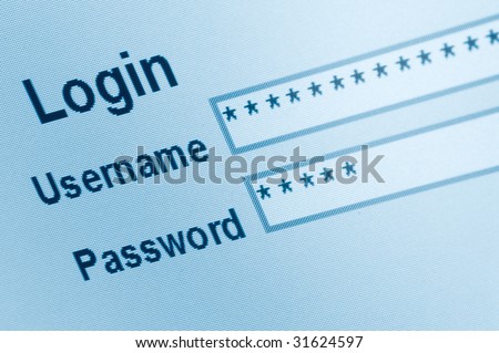 Website Login Screen Macro Capture, password username internet web security Royalty-Free Stock Photo #31624597