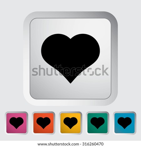 Suit of heart. Single flat icon on the button.  illustration.