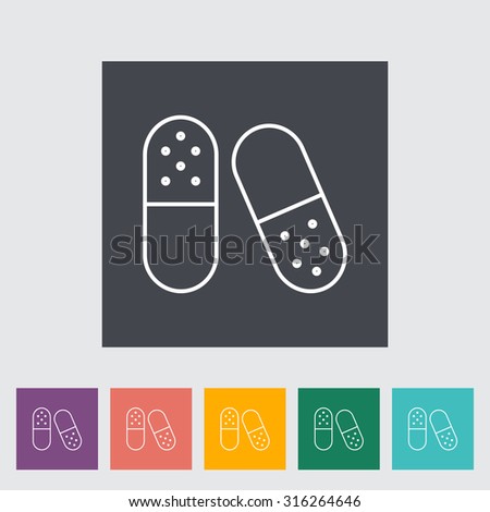 Pills icon. Line flat  related icon for web and mobile applications. It can be used as - logo, pictogram, icon, infographic element.  Illustration. 
