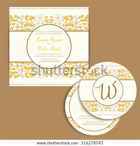 Set of wedding invitation cards or announcements.