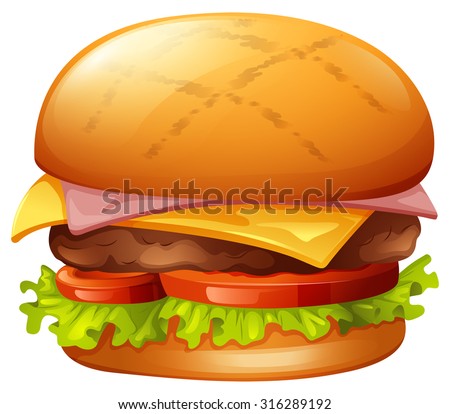 Meat burger on white illustration