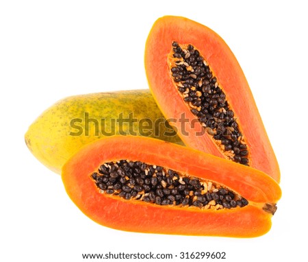 Fresh and ripe papaya isolated on white background