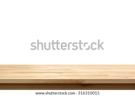 Wood table top isolated on white background - can be used for display or montage your products