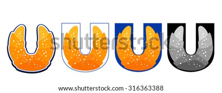 vector image of letters of the alphabet, initial letters, drawings u