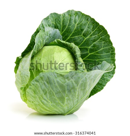 Green cabbage isolated on white background Royalty-Free Stock Photo #316374041