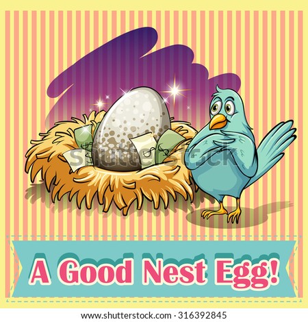 Old saying good nest egg illustration