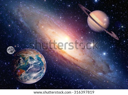 Astrology astronomy earth moon space saturn planet solar system creation. Elements of this image furnished by NASA.