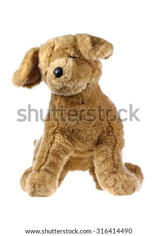 dog doll isolate on white , fluffy toys