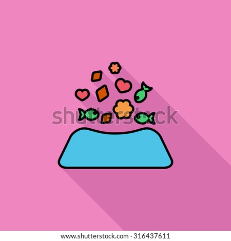 Animal bowl icon. Flat vector related icon with long shadow for web and mobile applications. It can be used as - logo, pictogram, icon, infographic element. Vector Illustration.