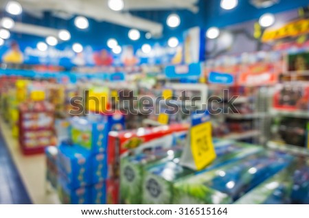 Blur or Defocus image of the lobby of a toy shop as background with bokeh