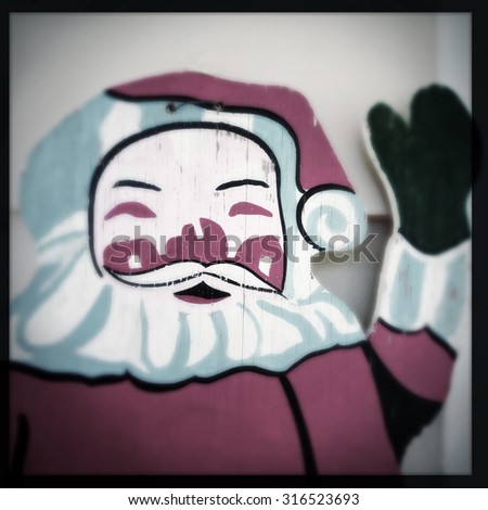 Vintage weathered wooded Santa Claus decoration - Instagram filtered