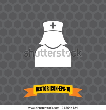 Vector Icon of Nurse on Dark Gray Background. Eps.10.