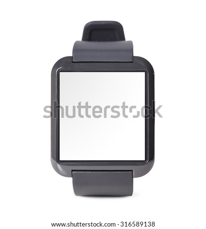 modern smart watch with blank screen isolated on white background