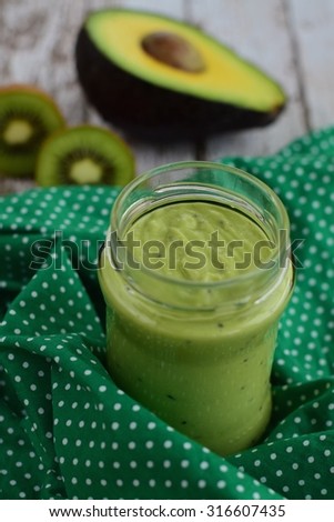 Vegan Kiwi Avocado Soy Yogurt Almond Milk Smoothie