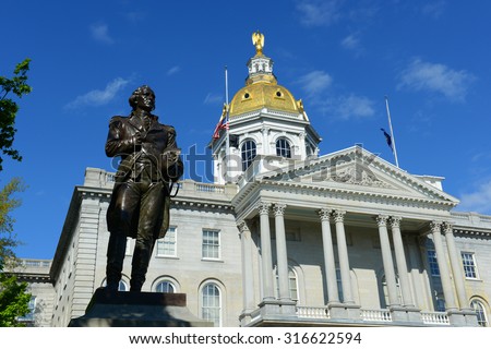 New Hampshire State House, Concord, New Hampshire, USA. New Hampshire State House is the nation's oldest state house, built in 1816 - 1819. Royalty-Free Stock Photo #316622594