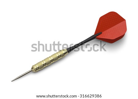 Single Red and Black Dart Isolated on White Background. Royalty-Free Stock Photo #316629386