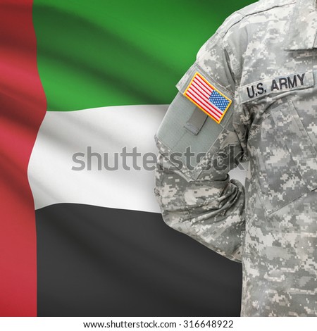 American soldier with flag on background series - United Arab Emirates