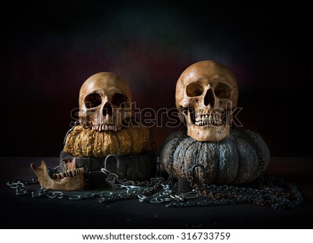 Liberation spirit skull on Halloween night, Still life style