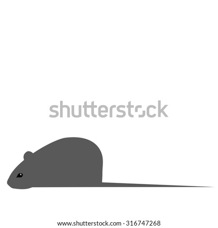 Gray stylized mouse on the white background. Vector illustration