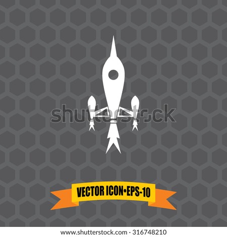 Vector Icon of Rocket on Dark Gray Background. Eps.10.