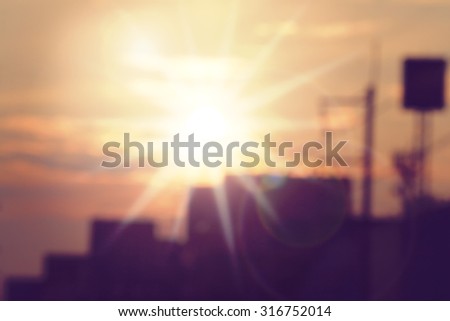 Evening light with silhouette building in city