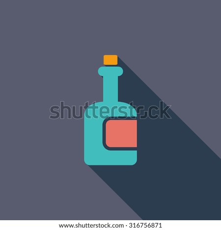 Bottle icon. Flat related icon with long shadow for web and mobile applications. It can be used as - logo, pictogram, icon, infographic element. Illustration.