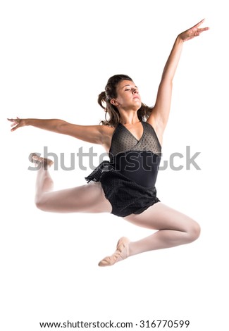 Teen girl ballerina jumping