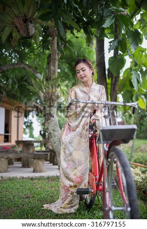 Thai girl wearing Kimono
